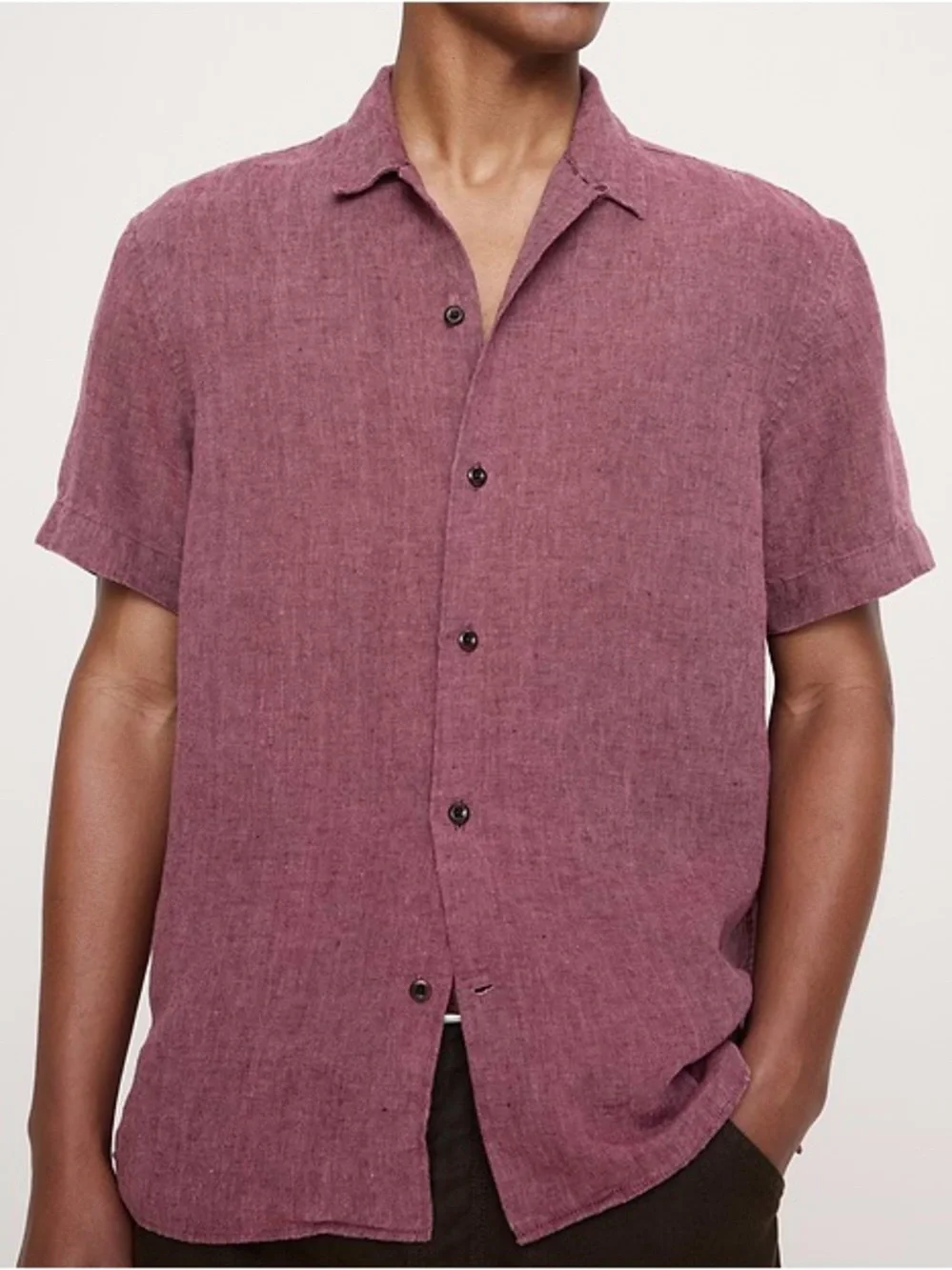 New Banana Republic Midweight Linen Resort Shirt Plum/Wine Size Large NWT